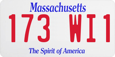 MA license plate 173WI1