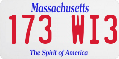 MA license plate 173WI3