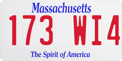 MA license plate 173WI4