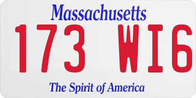 MA license plate 173WI6