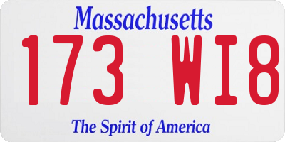 MA license plate 173WI8