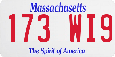 MA license plate 173WI9