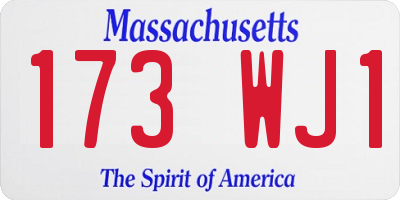 MA license plate 173WJ1