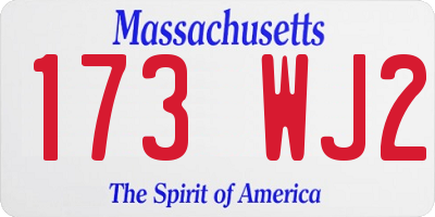 MA license plate 173WJ2
