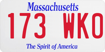 MA license plate 173WK0
