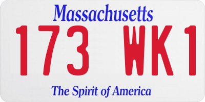 MA license plate 173WK1