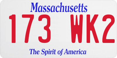 MA license plate 173WK2