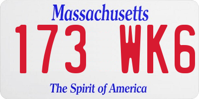 MA license plate 173WK6