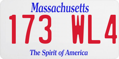 MA license plate 173WL4