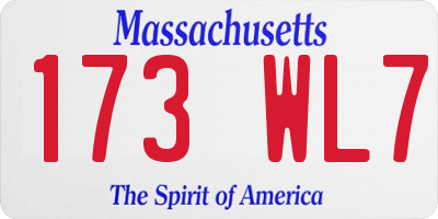 MA license plate 173WL7
