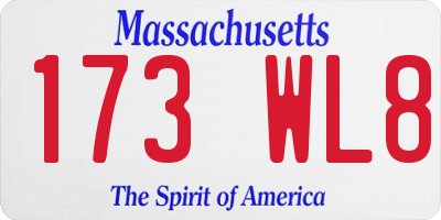 MA license plate 173WL8