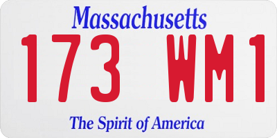 MA license plate 173WM1