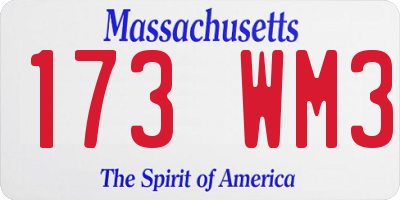 MA license plate 173WM3