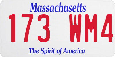 MA license plate 173WM4
