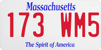 MA license plate 173WM5