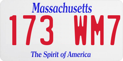 MA license plate 173WM7