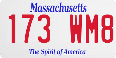MA license plate 173WM8