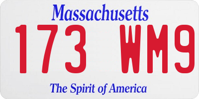 MA license plate 173WM9
