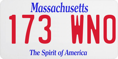 MA license plate 173WN0