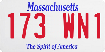 MA license plate 173WN1