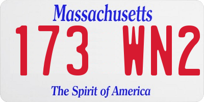 MA license plate 173WN2