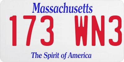 MA license plate 173WN3