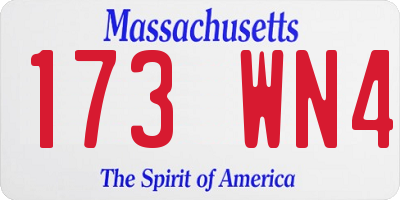 MA license plate 173WN4