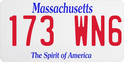 MA license plate 173WN6