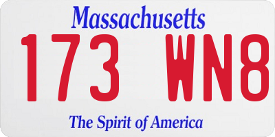 MA license plate 173WN8
