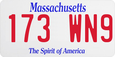 MA license plate 173WN9