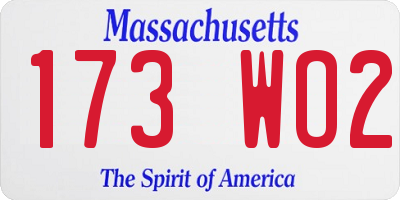 MA license plate 173WO2