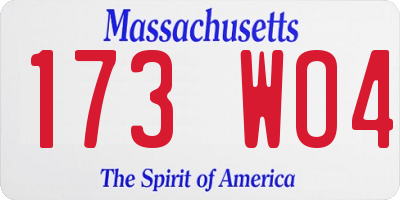MA license plate 173WO4