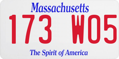 MA license plate 173WO5