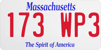 MA license plate 173WP3
