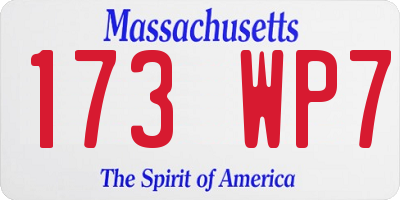 MA license plate 173WP7