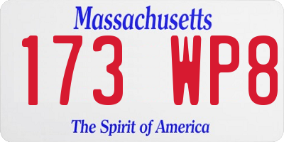 MA license plate 173WP8