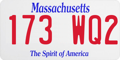 MA license plate 173WQ2
