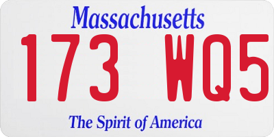 MA license plate 173WQ5