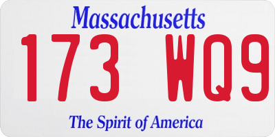 MA license plate 173WQ9