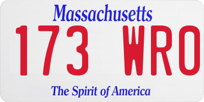 MA license plate 173WR0