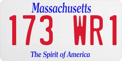 MA license plate 173WR1
