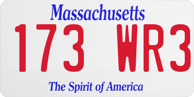 MA license plate 173WR3