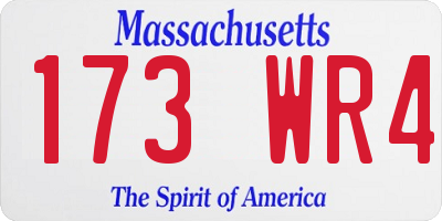 MA license plate 173WR4