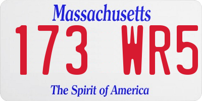 MA license plate 173WR5