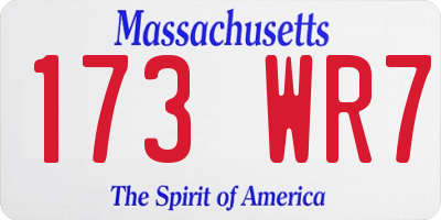 MA license plate 173WR7