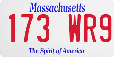 MA license plate 173WR9