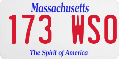 MA license plate 173WS0