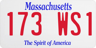 MA license plate 173WS1
