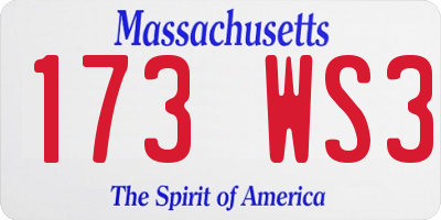 MA license plate 173WS3