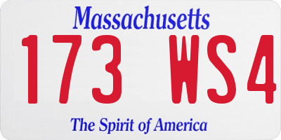MA license plate 173WS4